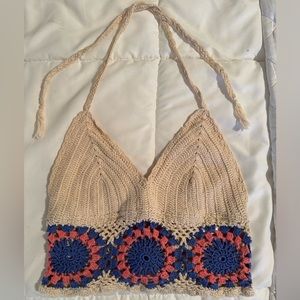 Urban Outfitters Crochet Halter Crop Tank
